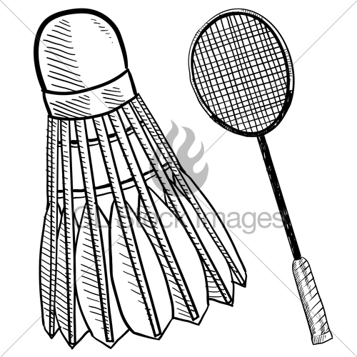 500x500 Badminton Objects Sketch Gl Stock Images