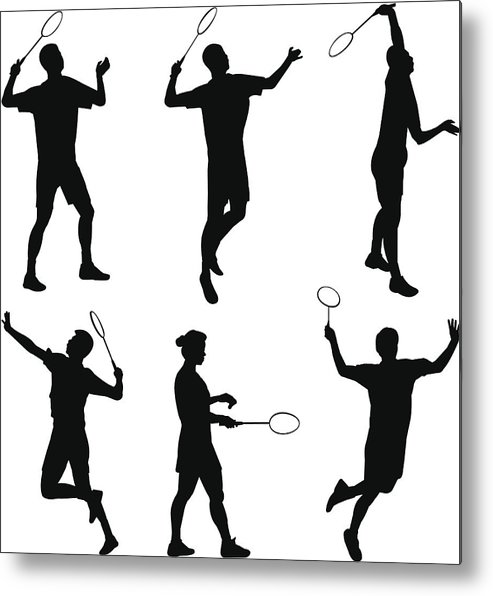 493x596 Badminton Silhouette Metal Print