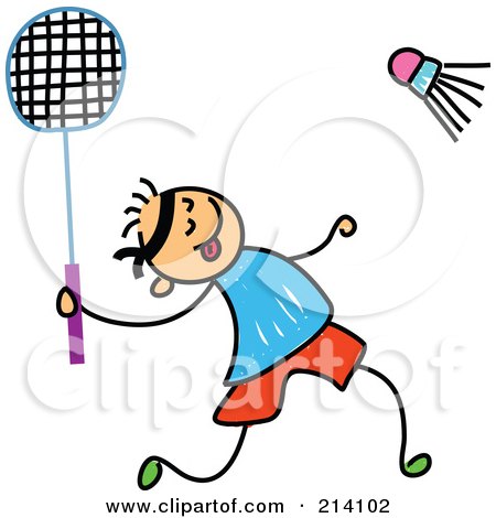 450x470 Clipart Of A Sporty Monkey In Uniform, Playing Badminton