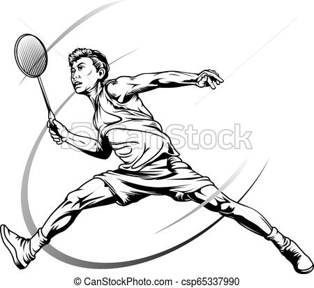 450x413 Male Badminton Player Vector Illustrations, Sketching Or Drawing