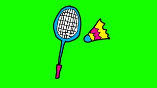 320x180 Kids Drawing Green Screen With Theme Of Badminton Motion