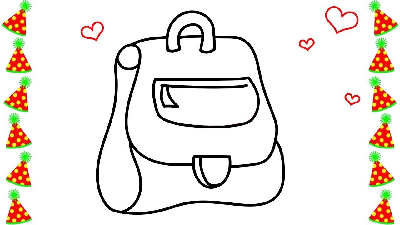 1280x720 School Bag Drawing For Kids Coloring Pages With Colored Markers