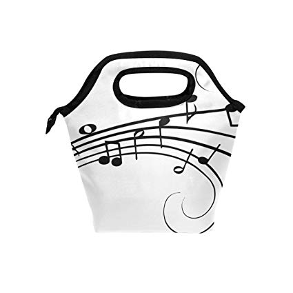 425x425 Reusable Lunch Tote Bag Custom Musical Notes Drawing