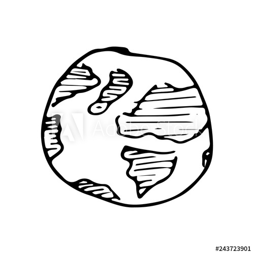 500x500 Hand Drawn Globe Earth Doodle Sketch Style Icon Decoration