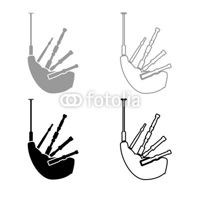 400x400 Bagpipes Icon Outline Set Grey Black Color Buy Photos Ap