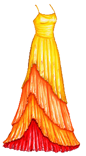 172x309 Evening Gown In Layered Fall Colors