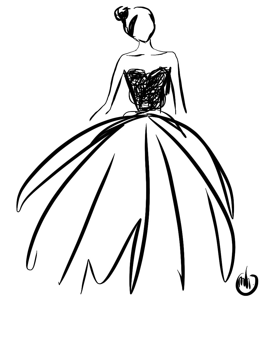 Ball Gown Drawing Free download on ClipArtMag