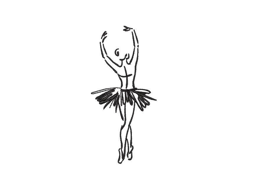 911x659 Ballerina Ballet Dancer Sketch Machine Embroidery Design