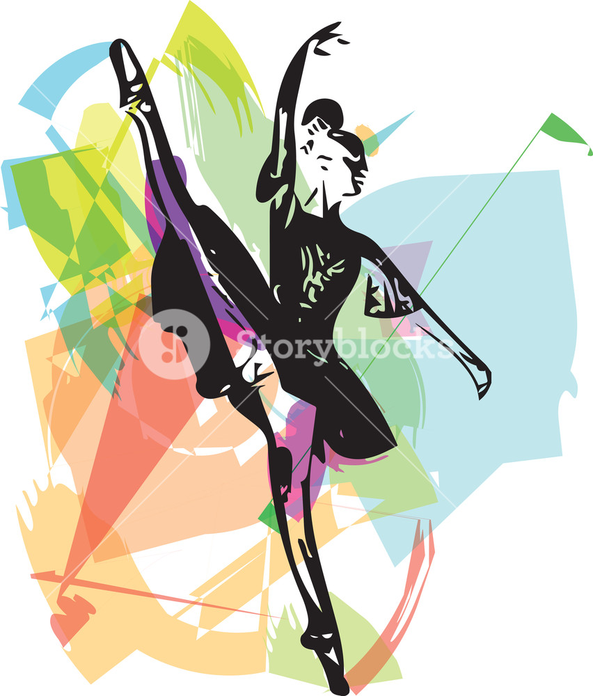 852x1000 Abstract Drawing Of Ballerina Dancing, Vector Illustration Royalty