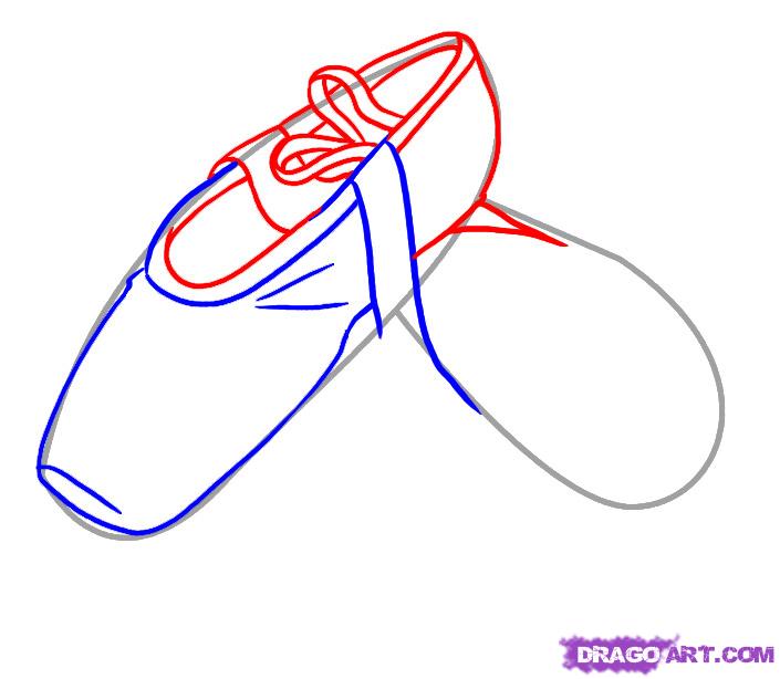 705x614 How To Draw Ballet Shoes, Step