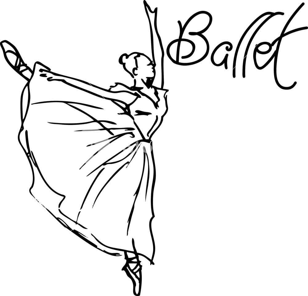1000x962 Sketch Of Ballet Dancer Vector Illustration Royalty Free Stock