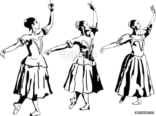 500x370 Sketch Of Girl's Ballerina Standing In A Pose Stock Image