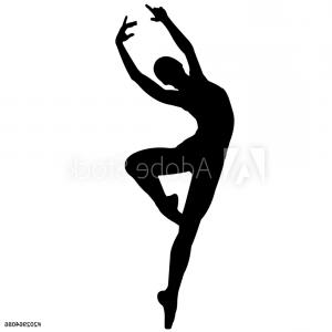 300x300 Silhouette Classic Ballet Dancer Black White Drawing White