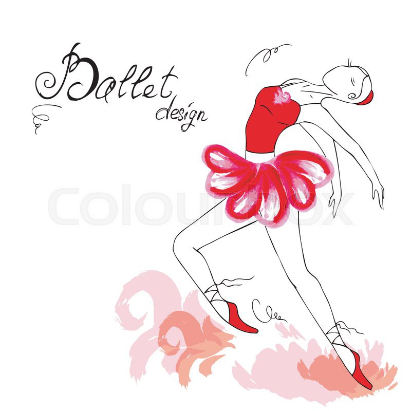 800x800 Ballet Dancer, Drawing In Watercolor Stock Vector Colourbox