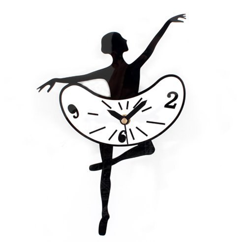 500x493 Ballet Girl Black Acrylic Fashion Creative Art Quartz Diy Wall