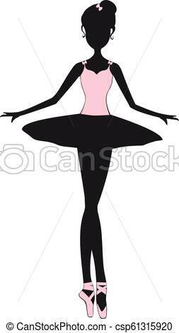 253x470 Black Silhouette Ballerina, Ballet Dancer Vector Illustration