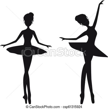 450x454 Black Silhouette Ballerina, Ballet Dancer Vector Illustration Set