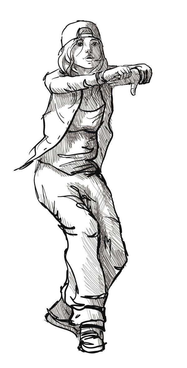 600x1181 Girl Hip Hop Dancer Sketch