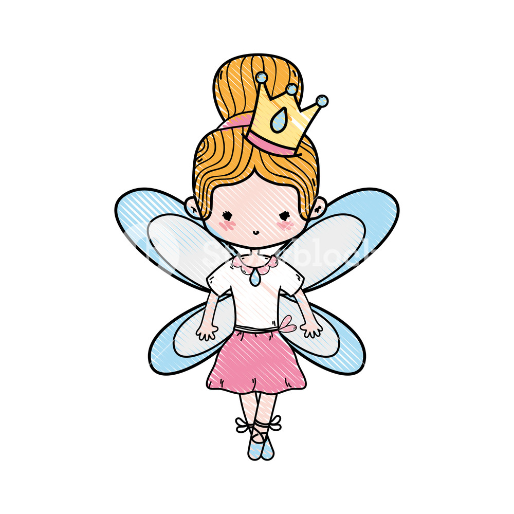 1000x1000 Grated Girl Dancing Ballet With Bun Hair And Wings Vector