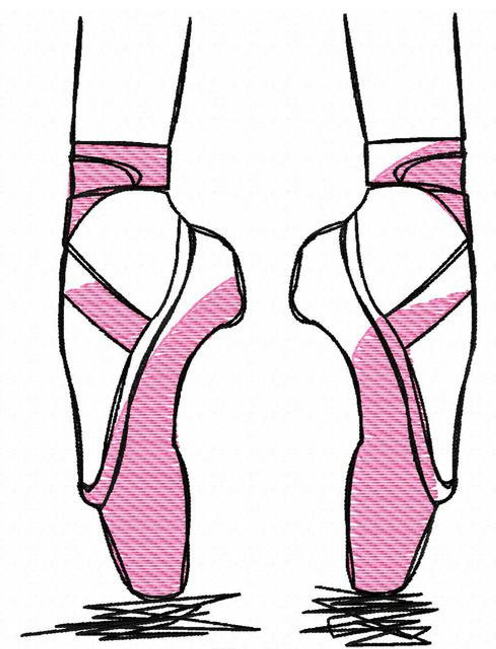 1588x2078 Ballet Shoes Sketch Machine Embroidery Design