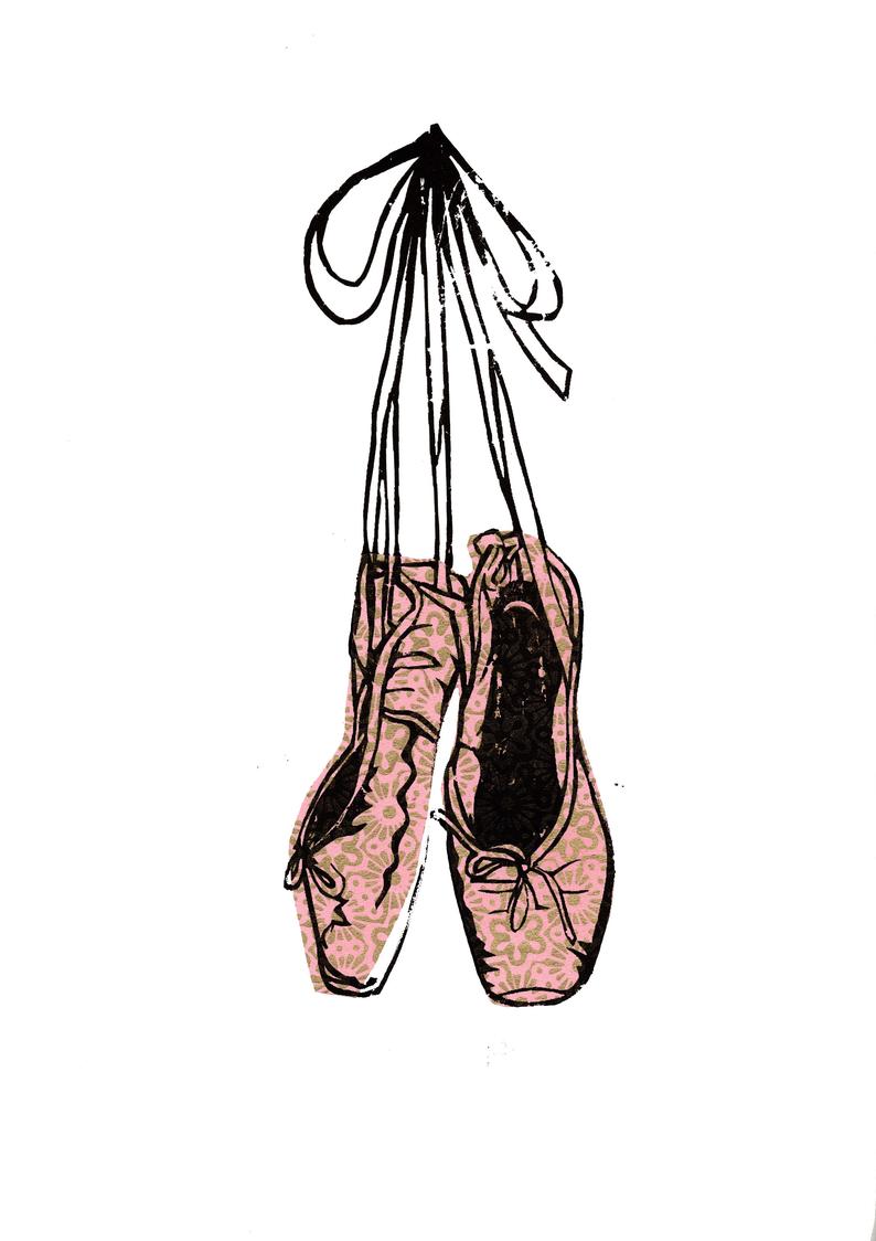 794x1124 Ballet Shoes Pink Screen Print Collage Etsy