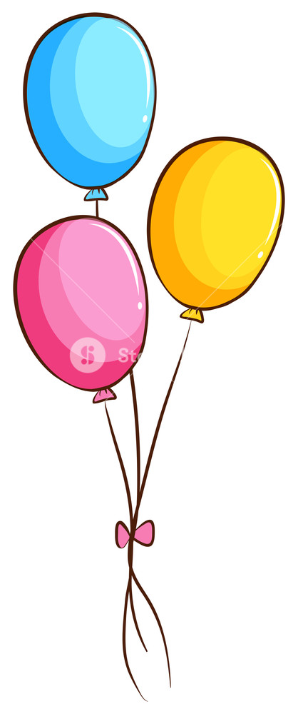 418x1000 Illustration Of A Simple Coloured Drawing Of Balloons On A White