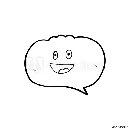 500x500 Cute Line Drawing Cartoon Speech Balloon