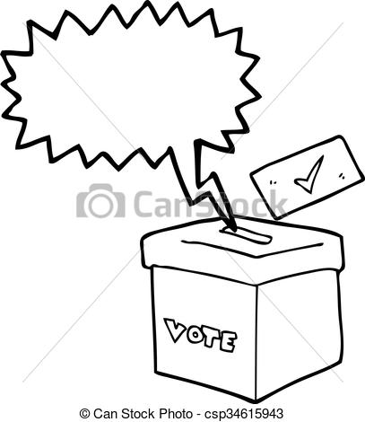 407x470 Freehand Drawn Speech Bubble Cartoon Ballot Box