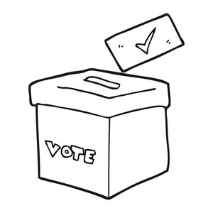 300x300 Freehand Drawn Black And White Cartoon Ballot Box Royalty Free