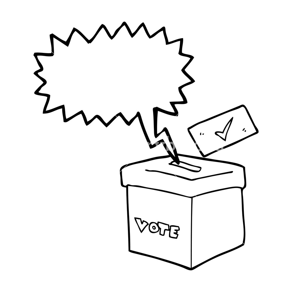 1000x1000 Freehand Drawn Speech Bubble Cartoon Ballot Box Royalty Free Stock