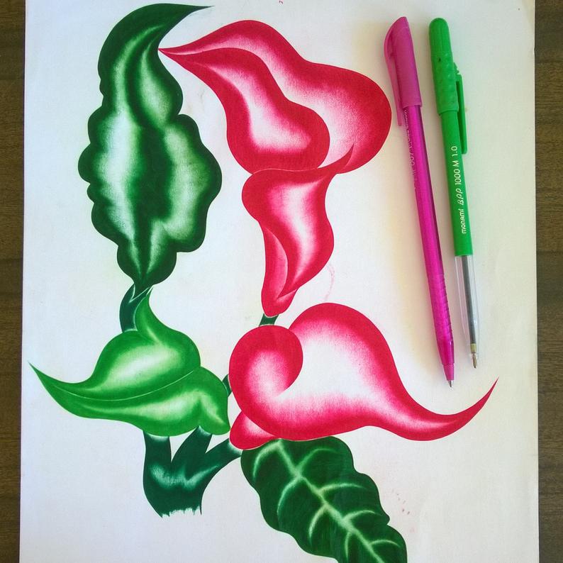 794x794 Ballpoint Pen Rose Hand Drawing Etsy