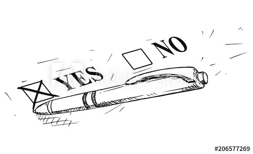 500x305 Vector Artistic Pen And Ink Drawing Illustration Of Yes And No