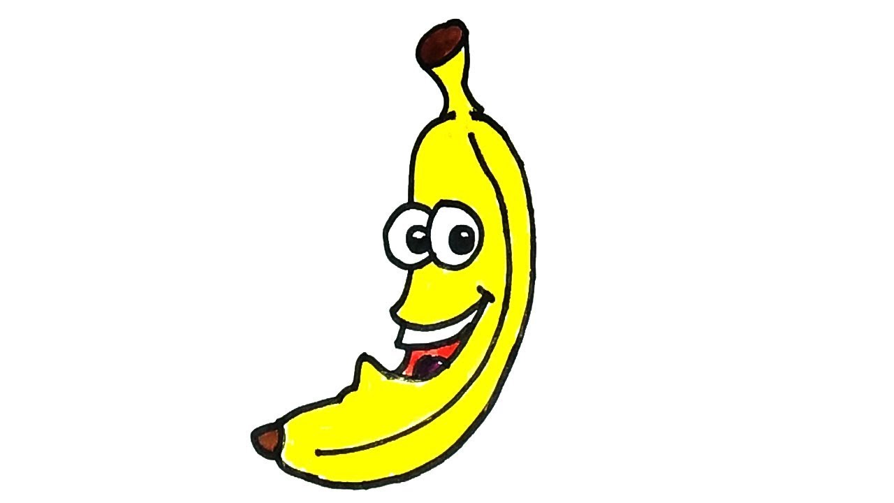 1280x720 How To Draw A Cartoon Banana Easy Step
