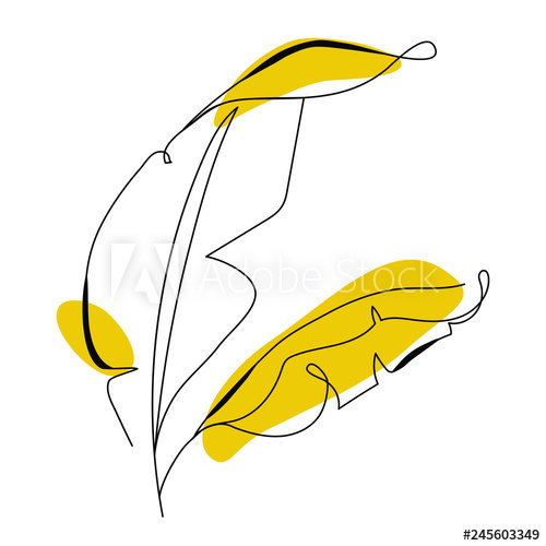 500x500 One Line Drawing Banana Tree Leaf Modern Single Line Art