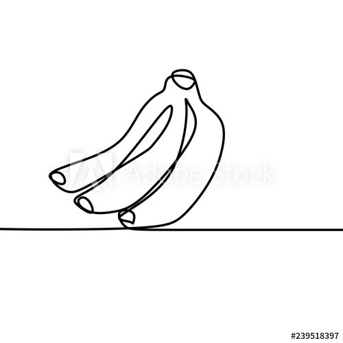 500x500 Banana One Line Drawing Vector