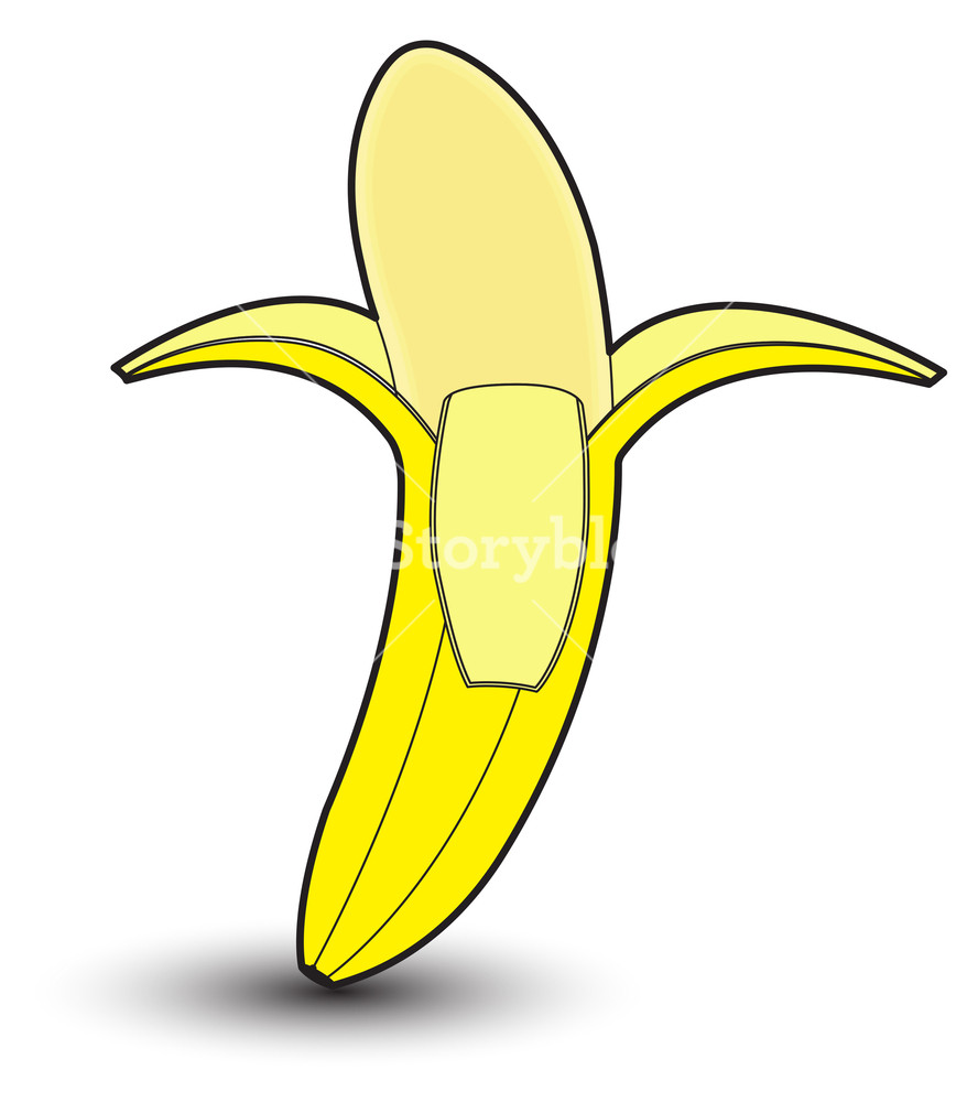 878x1000 Peel Off Banana Drawing Royalty Free Stock Image