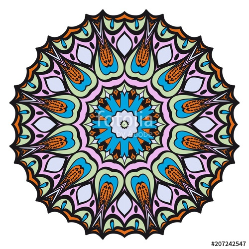 500x500 Floral Geometric Pattern With Hand Drawing Mandala Vector