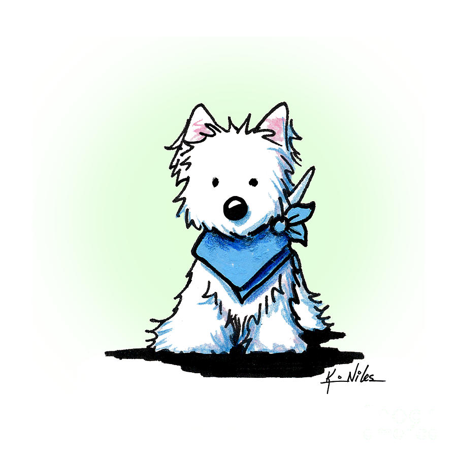 900x900 kiniart westie in bandana drawing