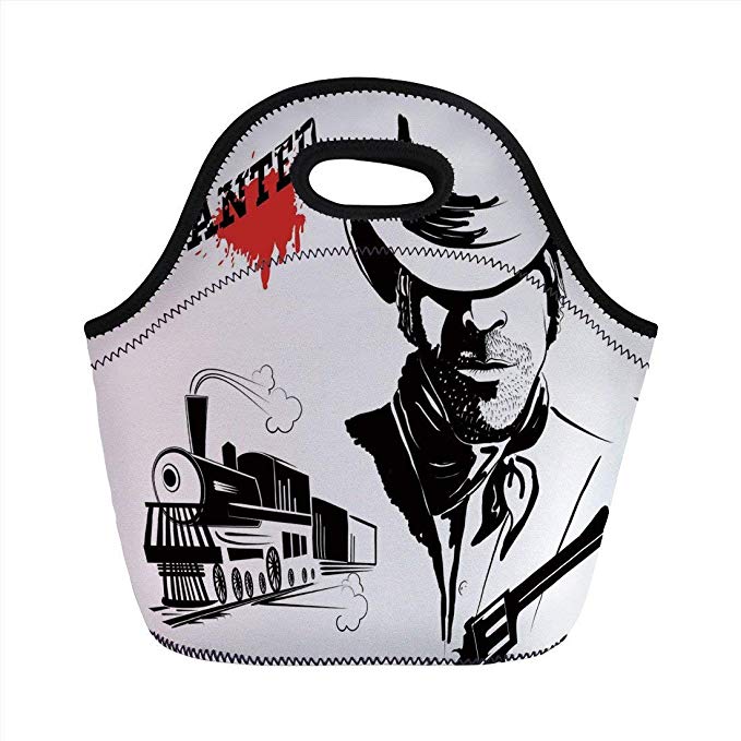 679x679 portable bento lunch bag, western, cowboy silhouette