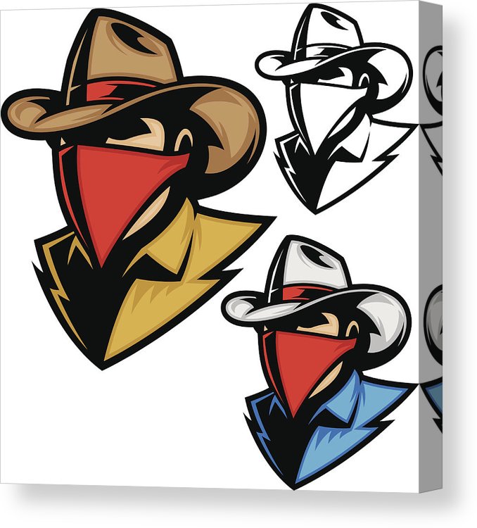 678x750 cowboy bandit outlaw mascot canvas print canvas art