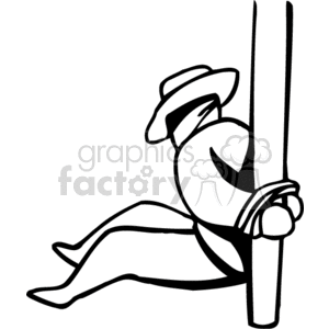 300x300 a black and white image of a bandit caught and tied up clipart