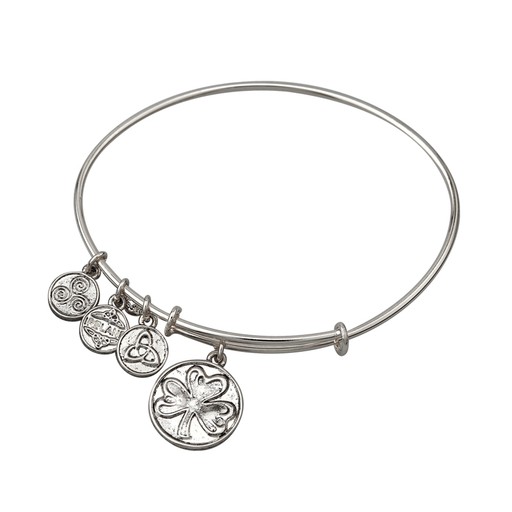 512x512 solvar silver tone shamrock charm bangle