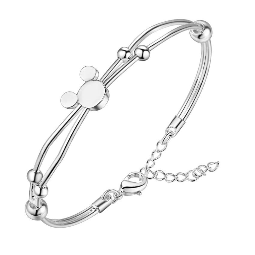 850x850 silver color mickey bangles for women classic charm design