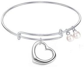 288x233 white gold plated heart pendants with white pearl beads bangles