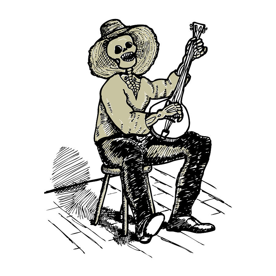 900x900 Banjo Skeleton Drawing