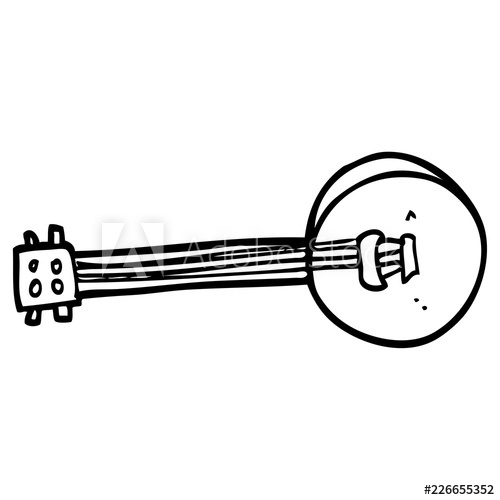 500x500 Line Drawing Cartoon Banjo