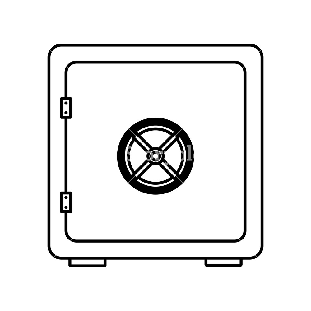 1000x1000 Safe Bank Icon Drawing In White Background Vector Illustration