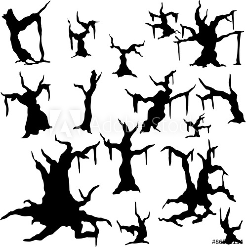 498x500 Set Of Vector Silhouettes Of Dried Trees