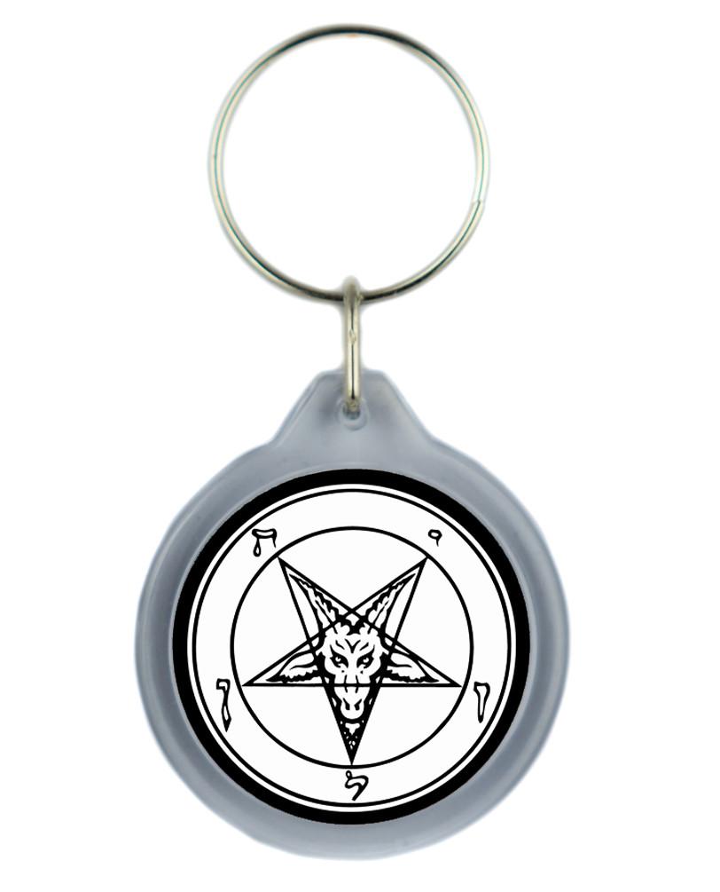 812x1005 Church Of Satan White Baphomet Pentagram Keychain Occult Key