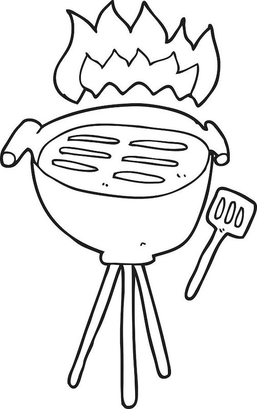 502x800 Black And White Cartoon Barbecue Art Print